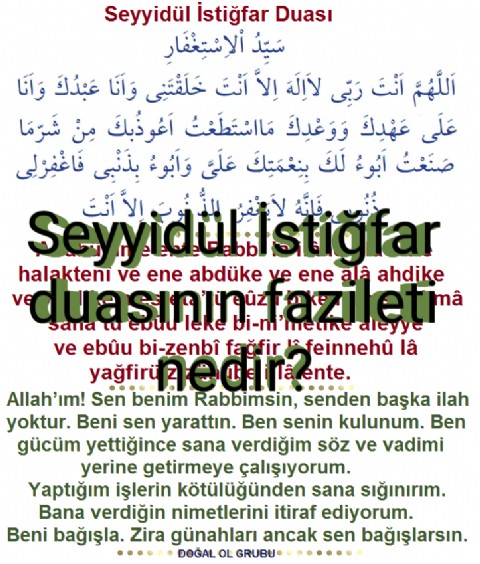 Seyyidül İstiğfar duasının fazileti nedir?